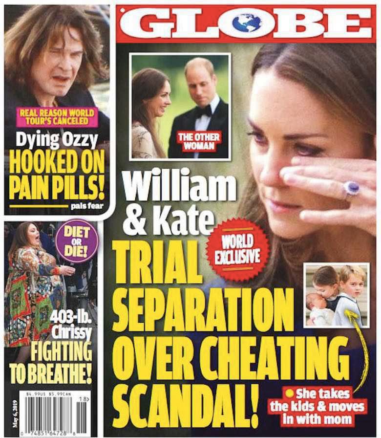 Księżna Kate wyprowadziła się od księcia Williama. Okładka Globe