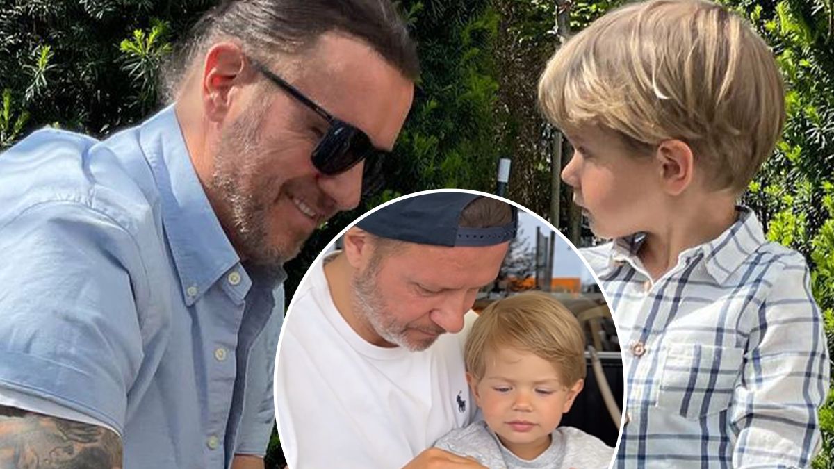 Radosław Majdan z synem Heniem