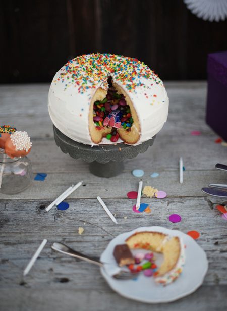 Round Birthday Pinata Cake