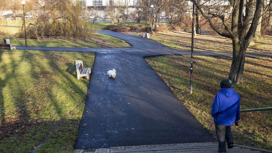 Warszawa. Park Morskie Oko z nowymi asfaltowymi alejkami