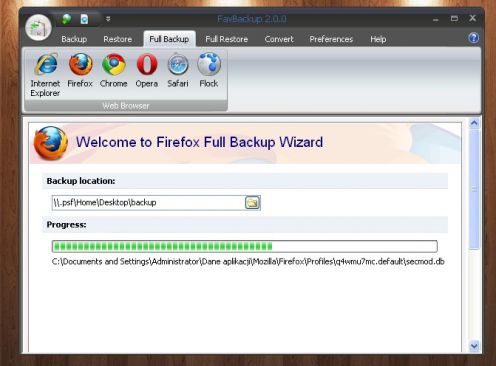 Firefox pełen backup