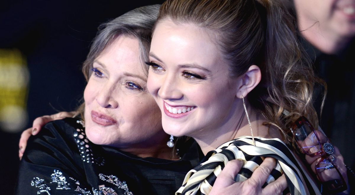 Carrie Fisher i Billie Lourd na premierze "Gwiezdne wojny: Przebudzenie Mocy", Hollywood, 2015 r.