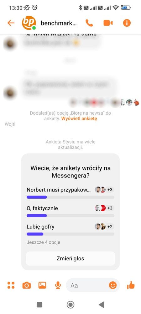 Facebook Messenger ankiety