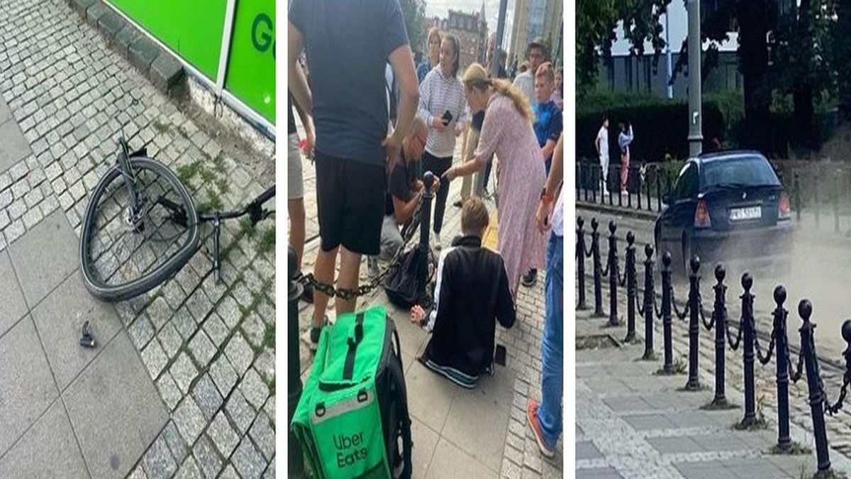 Wypadek na ulicy Wrocławskiej w Poznaniu.