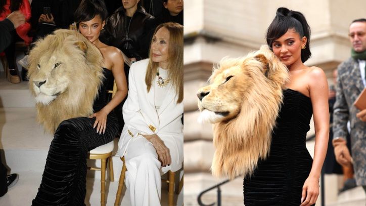 Kylie Jenner walczy o uwagę w kreacji z przymocowanym do piersi LWIM ŁBEM na paryskim pokazie