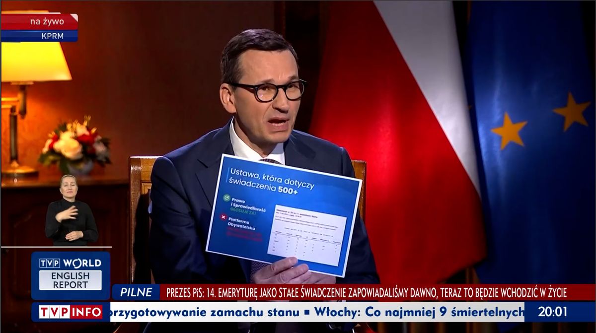 Morawiecki skarży na "oszusta z Platformy" w TVP. Pokazał wydruki