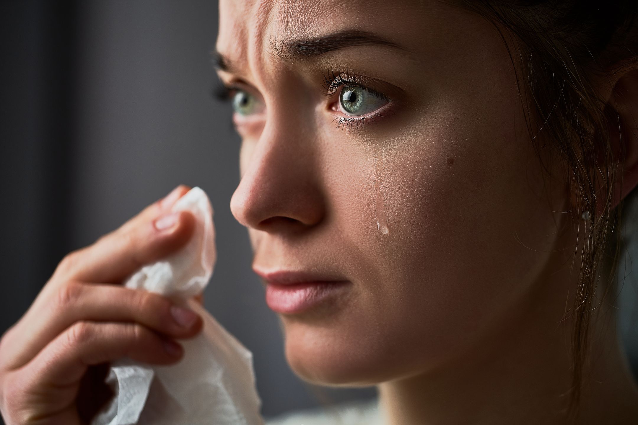 Sad grieving crying woman with tears eyes during trouble, life difficulties, loss and emotional problems
Khaletski Siarhei\goffkein.pro
cry, sadness, depression, unhappy, tear, despair, grief, crying, female, woman, face, emotion, person, sad, sorrow, problem, frustration, pain, people, depressed, lonely, abuse, eye, expression, loneliness, loss, stress, upset, emotional, feeling, negativity, lifestyle, solitude, expressing, misery, hopeless, disappointment, tragic, anguish, guilt, tragedy, hopelessness, desperate, violence, grieve, miserable, mourn, lost, weep, trouble