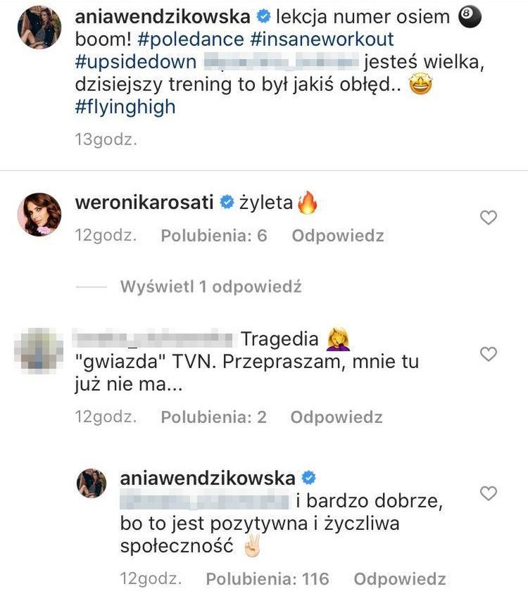 Anna Wendzikowska trenuje taniec na rurze