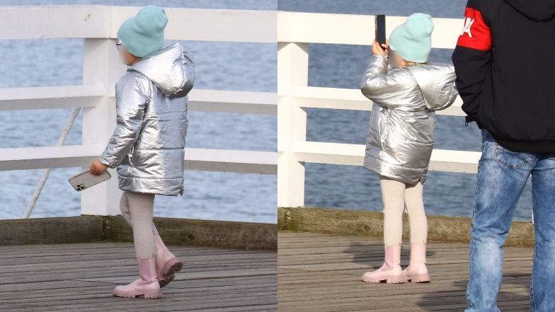 Anna Wendzikowska z córkami nad morzem