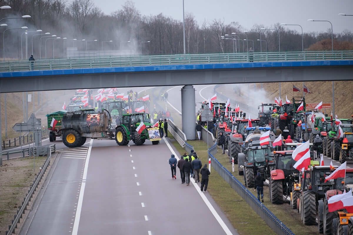Protest rolników na obwodnicy Lublina - węzeł Lublin Węglin