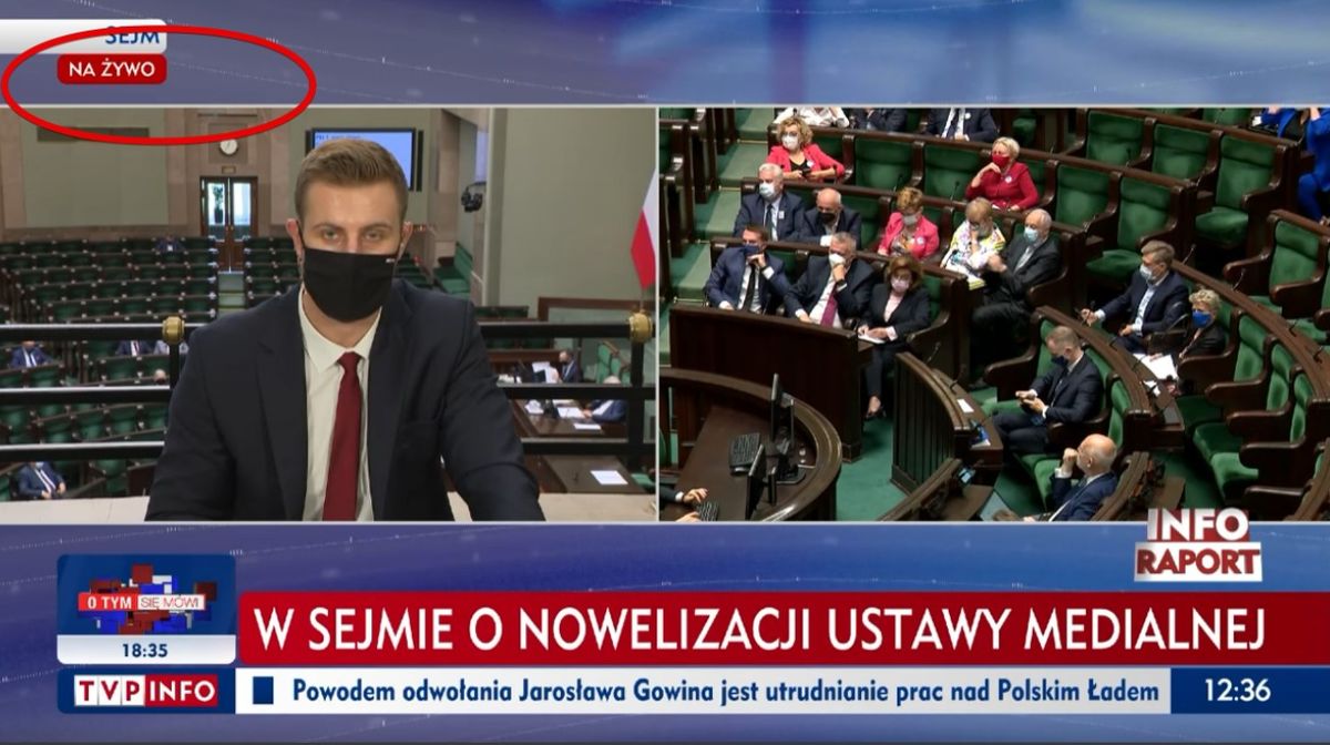 Miłosz Kłeczek bardziej komentował niż relacjonował dla widzów TVP Info sejmową dyskusję ws. Lex TVN 