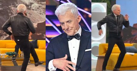 UWAGA: Hubert Urbański podryguje i macha nóżką w śniadaniówce Polsatu. Czas DEFINITYWNIE wyjść zza pulpitu i gnać do "Tańca z Gwiazdami"?