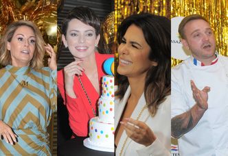 Roześmiane celebrytki wdzięczą się do tortu na 20. urodzinach popularnej sieci handlowej: Małgorzata Rozenek, Natalia Siwiec, Dorota Gardias (ZDJĘCIA)