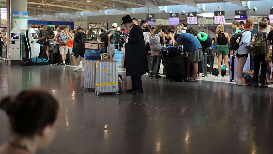 Cyprus Israel Evacuees
An Orthodox Jew and other evacuees from Israel wait for their flight at the check-in counter at Larnaca Airport. Cyprus, Wednesday, June 18, 2025 (Photo by Danil Shamkin/NurPhoto via Getty Images)
NurPhoto
flight number, flight, airline, departure, danil shamkin, passenger list, cyprus, check-in counter, passengers, larnaca airport, orthodox jew, air travel, evacuees, international travel, jewish community, nurphoto, destination, flight schedule, travel documentation, travel itinerary., june 18