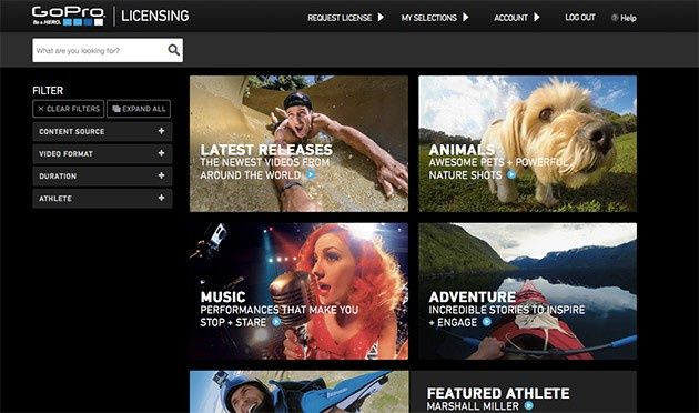 GoPro Licensing interfejs