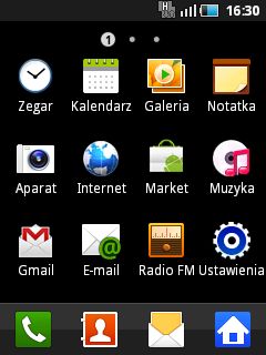 Android 2.2.1 Froyo i ciemny (jedyny) motyw menu.