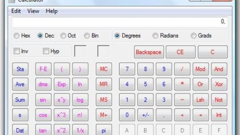 Kalkulator Windows obliczy dla nas średnią arytmetyczną 1