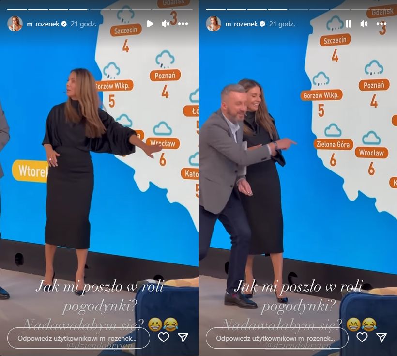 Małgorzata Rozenek została "awaryjną" pogodynką. Krzysztof Skórzyński musiał interweniować