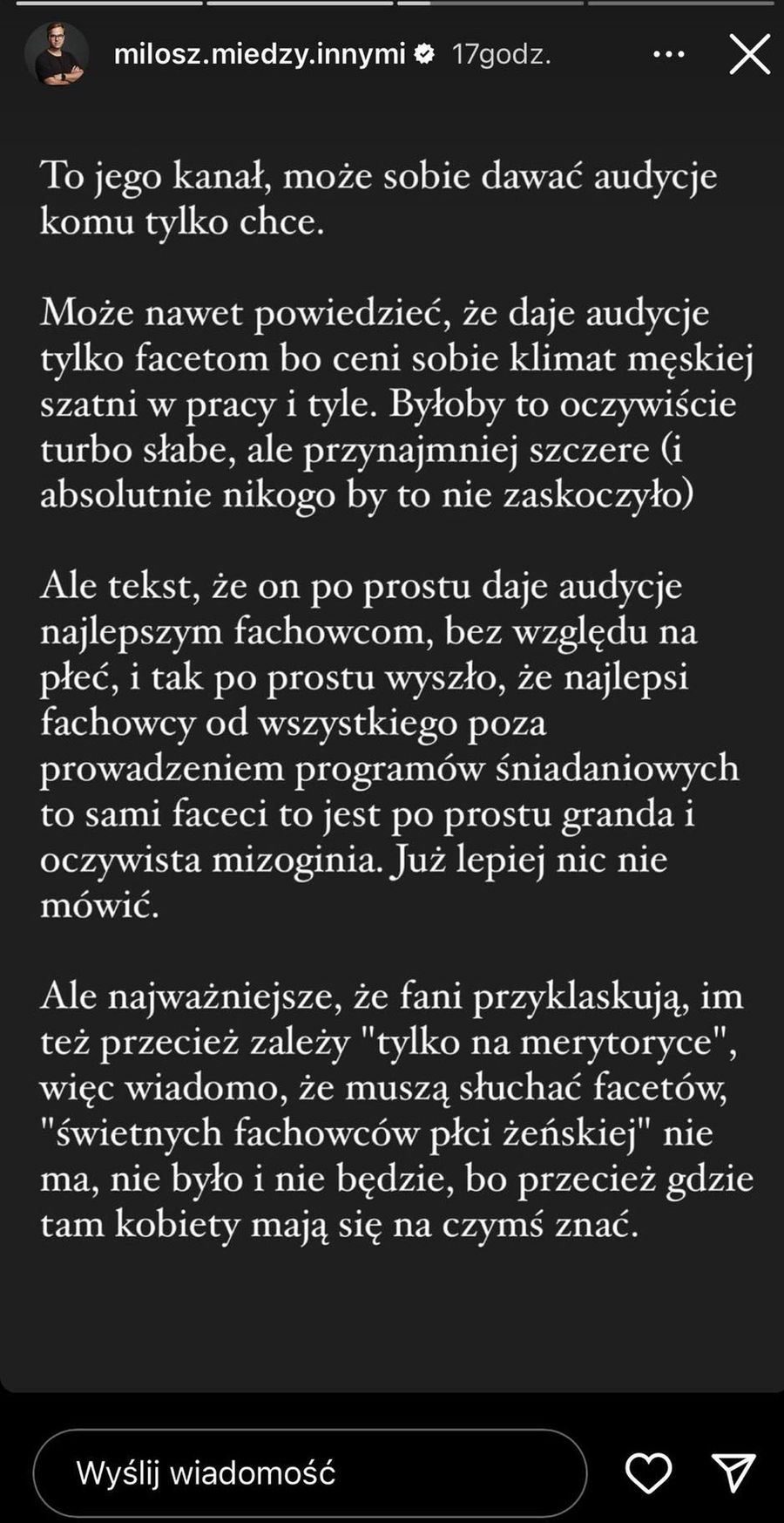 Miłosz Wiatrowski-Bujacz odnosi się do kwestii Kanału Zero