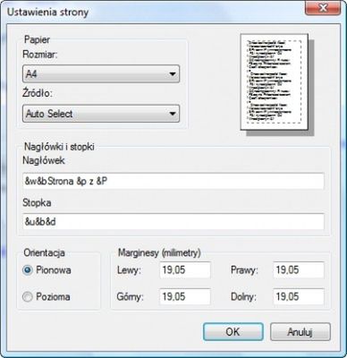 Drukowanie stron w Internet Explorer 7 bez stopki i nagłówka 2