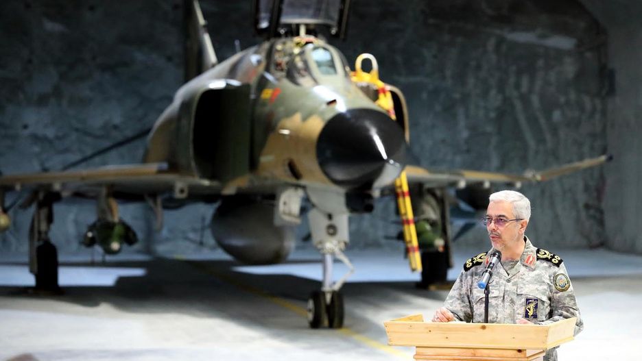 IRAN - FEBRUARY 07: (----EDITORIAL USE ONLY â MANDATORY CREDIT - "IRANIAN ARMY - HANDOUT" - NO MARKETING NO ADVERTISING CAMPAIGNS - DISTRIBUTED AS A SERVICE TO CLIENTS----) Iranian Armed Forces Chief of Staff Maj.-Gen. Mohammad Bagheri makes a speech during his visiting the first underground air force base, called "Eagle 44" in Iran February 07, 2023. (Photo by Iranian Army / Handout/Anadolu Agency via Getty Images)
