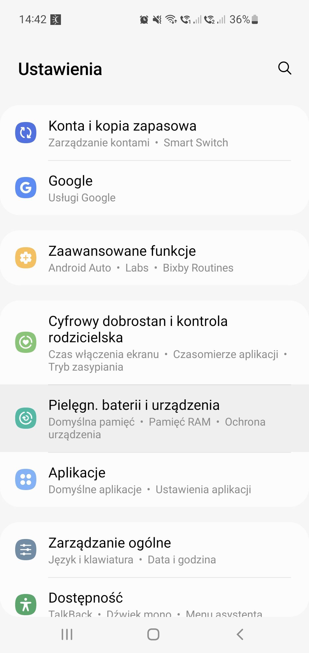 Ustawienia pamięci w Androidzie