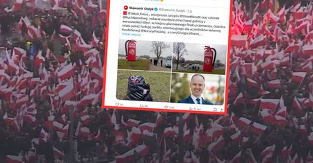 Symbol Brauna na błoniach stadionu. Narodowcy wezwali policję