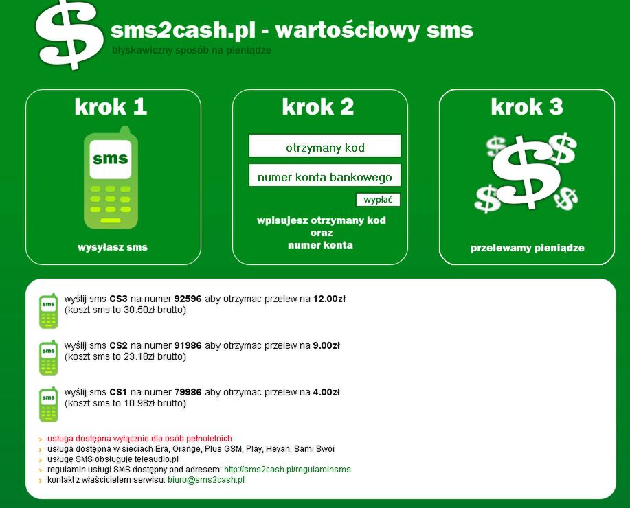 Z sms2cash.pl wymienisz SMS-y na gotówkę. I zapłacisz gigantyczną prowizję