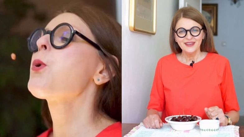 Irena Kamińska-Radomska uczy, jak jeść czereśnie