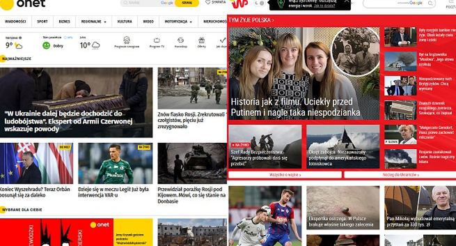 Strony główne po zmianach w Mediapanelu. WP wyprzedziła Onet