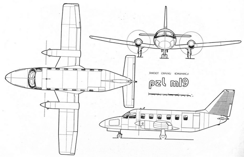 Szkic samolotu PZL M19