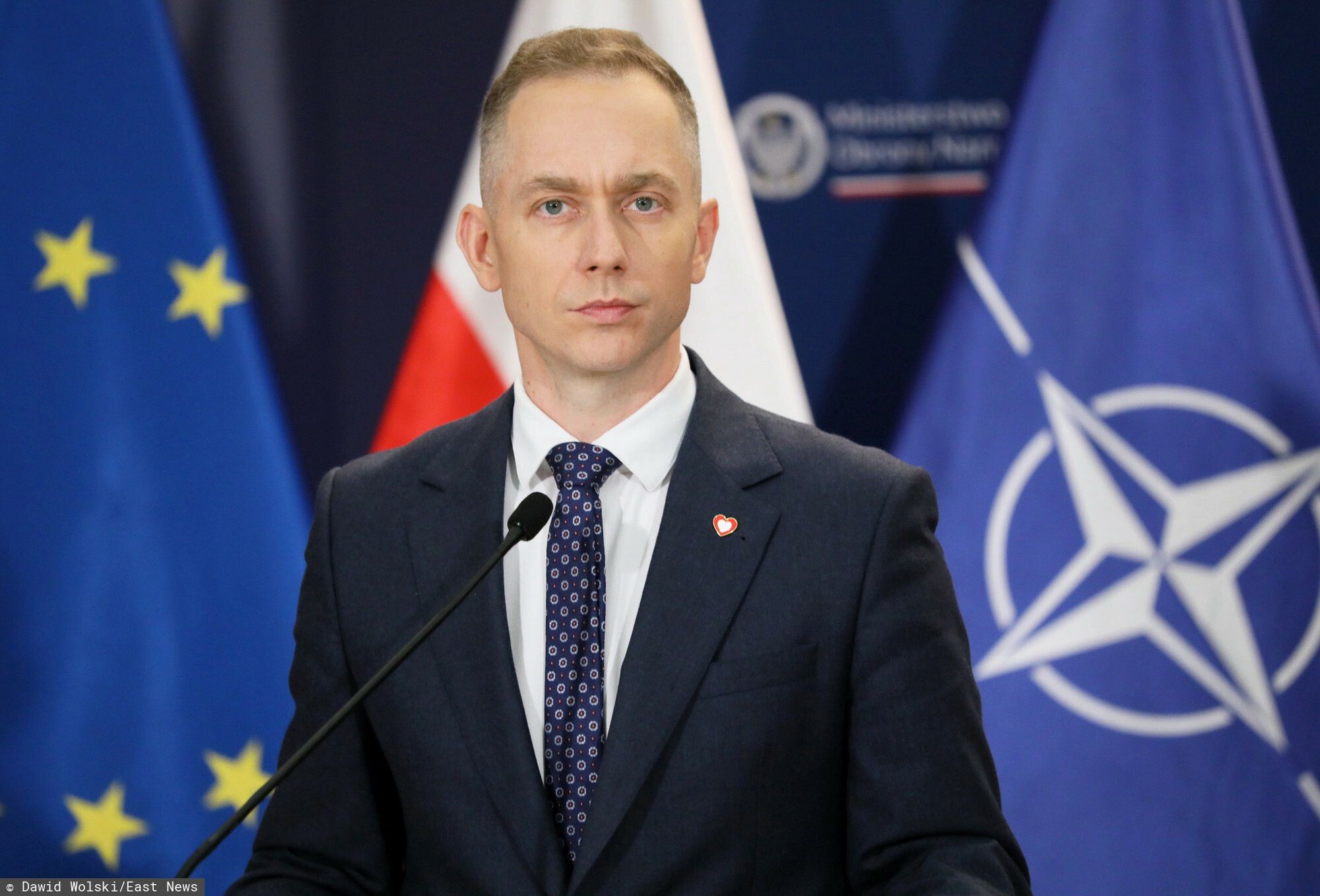 Konferencja prasowa w MON
Fot. Dawid Wolski/East News,  Warszawa, 11.06.2024. Konferencja prasowa z udzia?em wicepremiera, ministra obrony narodowej Wladys?awa Kosiniaka-Kamysza, wiceministra Cezarego Tomczyka (n/z) oraz szefa Sztabu Generalnego gen. Wieslawa Kukuly.
Dawid Wolski