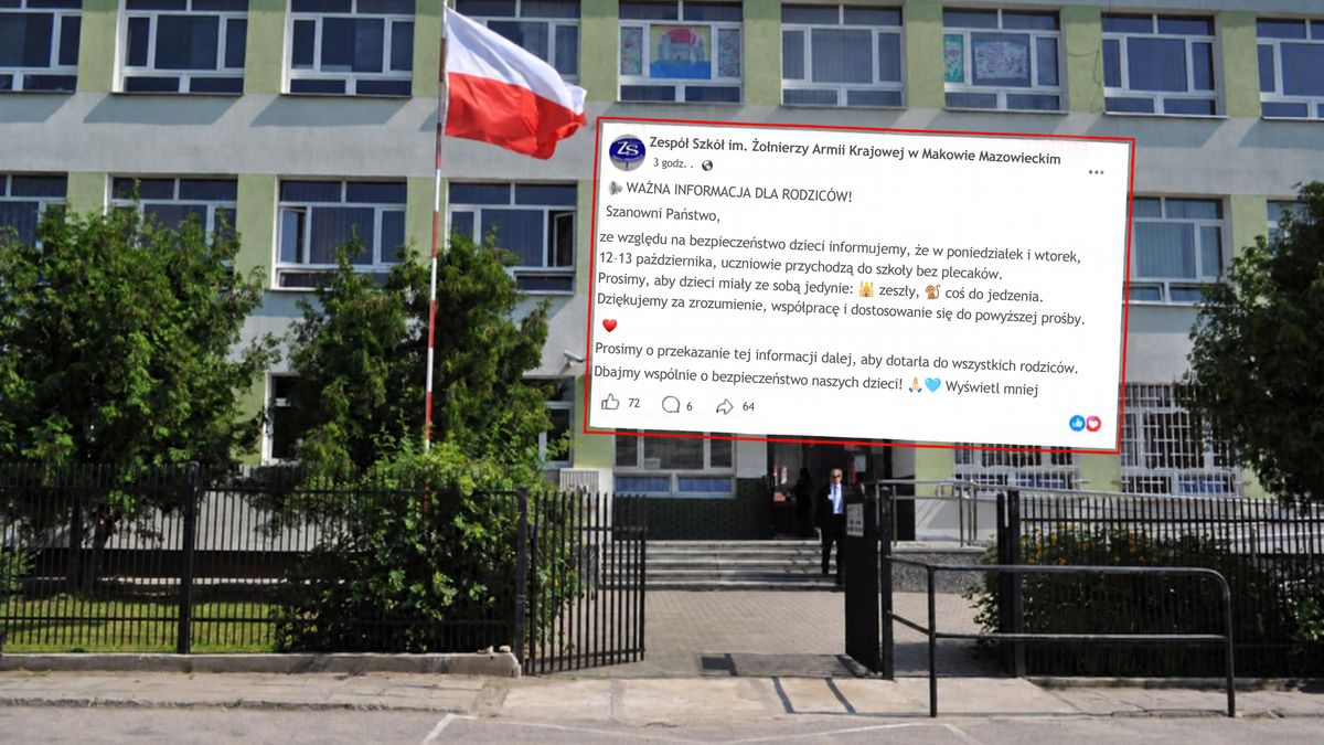 Maków Mazowiecki. Uczniowie mają przyjść bez plecaków.