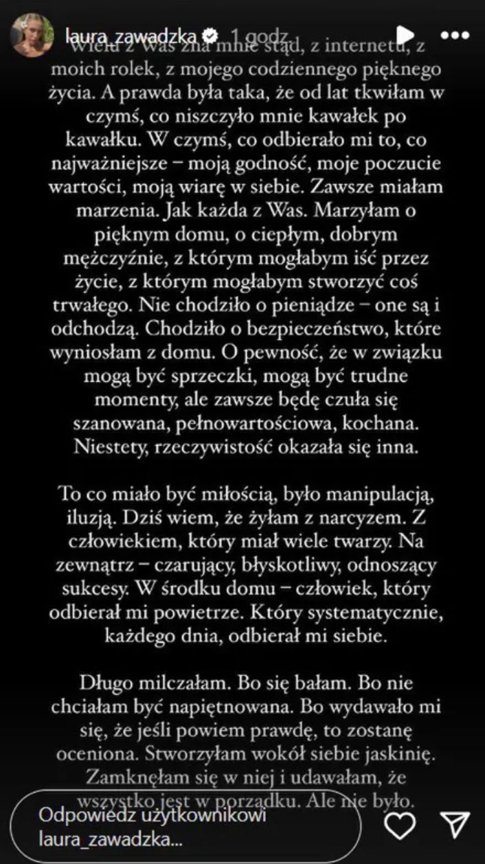 Laura Zawadzka podzieliła się przerażającą historią związku