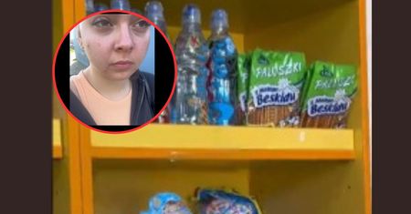 Pracuje w szkolnym sklepiku. Pokazała zwartość półek