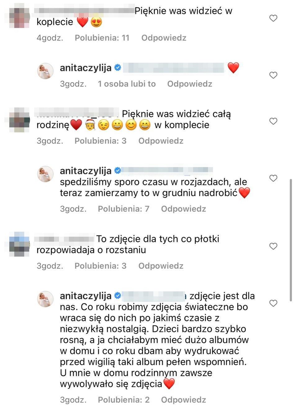 Komentarze pod postem Anity i Adriana