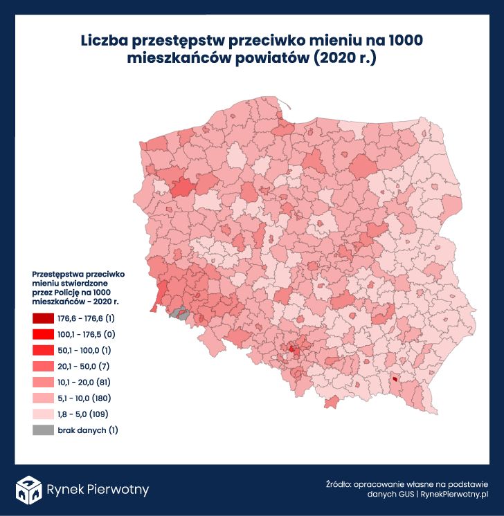 Liczba przestępstw przeciwko mieniu
