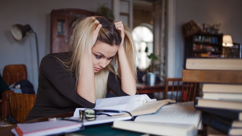 Tired young woman student of the University. Preparing exam and learning lessons in public library.
Tired young woman student of the University. Preparing exam and learning lessons in public library. Sitting at table surrounded by large number of textbooks
exam stress, exams, stress, learning, learn, education, higher education, bachelor, master, specialist, graduate, girl, woman, young adult, student, studying, training, knowledge, books, library, public library, table, lecture notebook, lecture, outline, young, beautiful, intelligent, femininity, feminism, intelligence, blonde, glasses, study, stressed, test, homework, university, female, person, college, hard, high, people, read, tired, fatigue, brain, memory