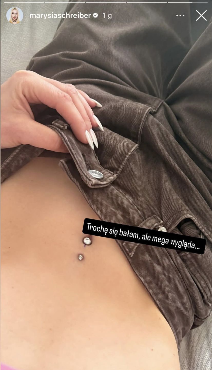 Marianna Schreiber zrobiła kolczyk w pępku 