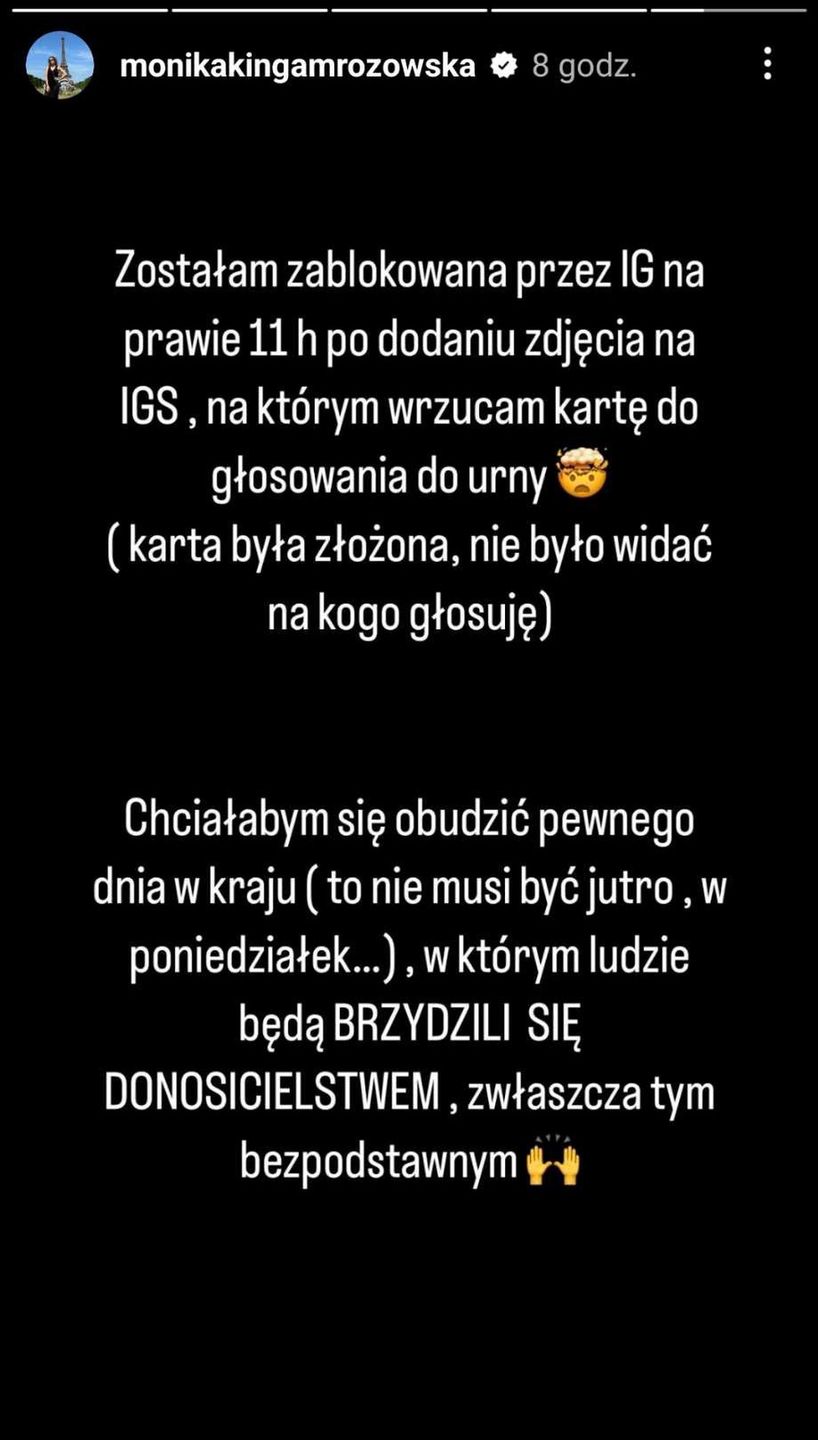Monika Mrozowska o blokadzie konta