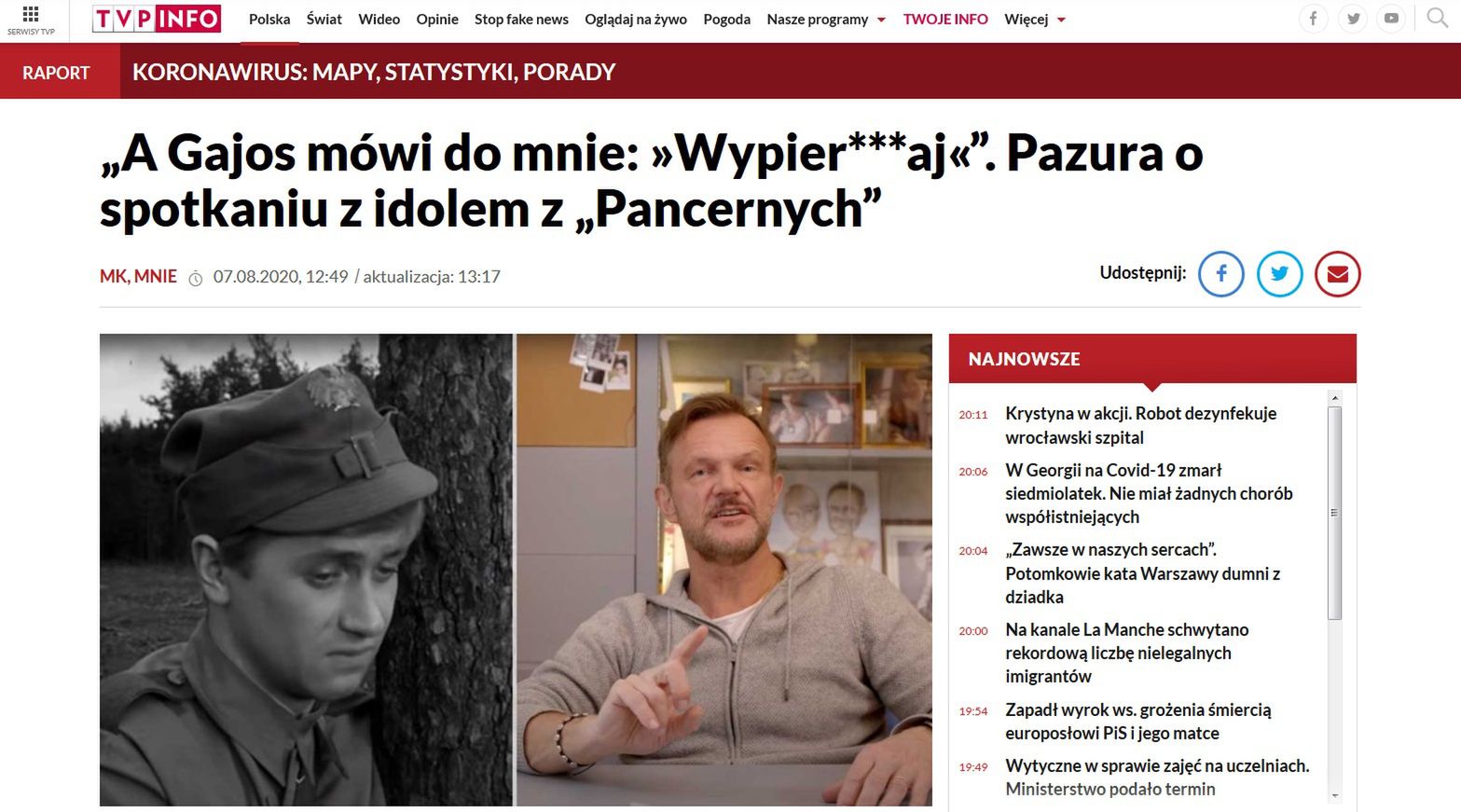 Cezary Pazura jest oburzony publikacją serwisu TVP