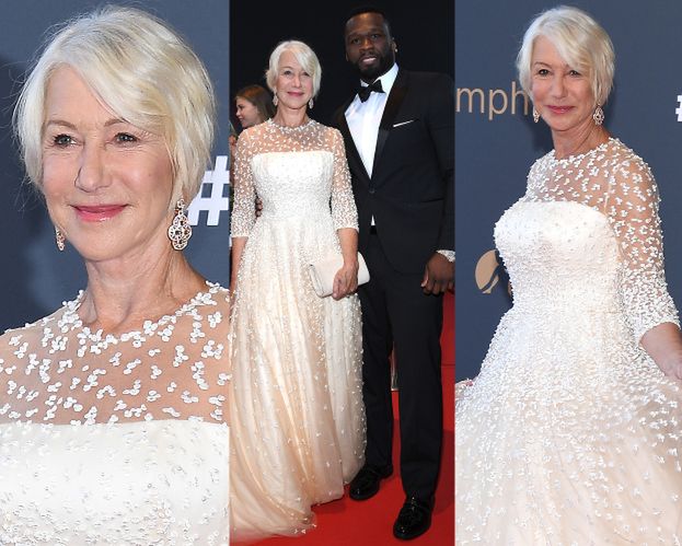 Helen Mirren w sukni ślubnej pozuje z 50 Centem