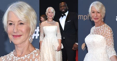 Helen Mirren w sukni ślubnej pozuje z 50 Centem