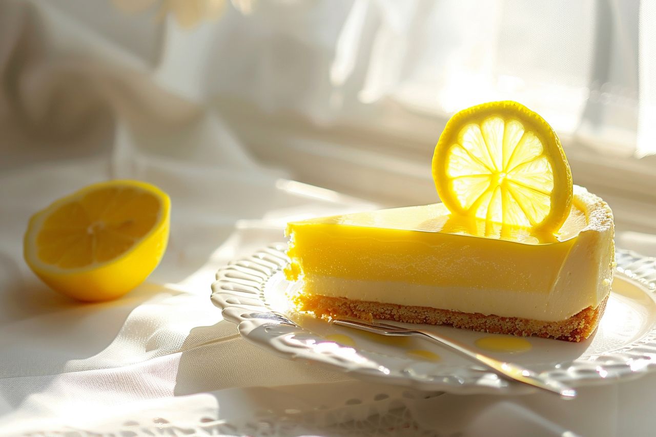 Lemon cake with a cheese layer is perfect for the summer.