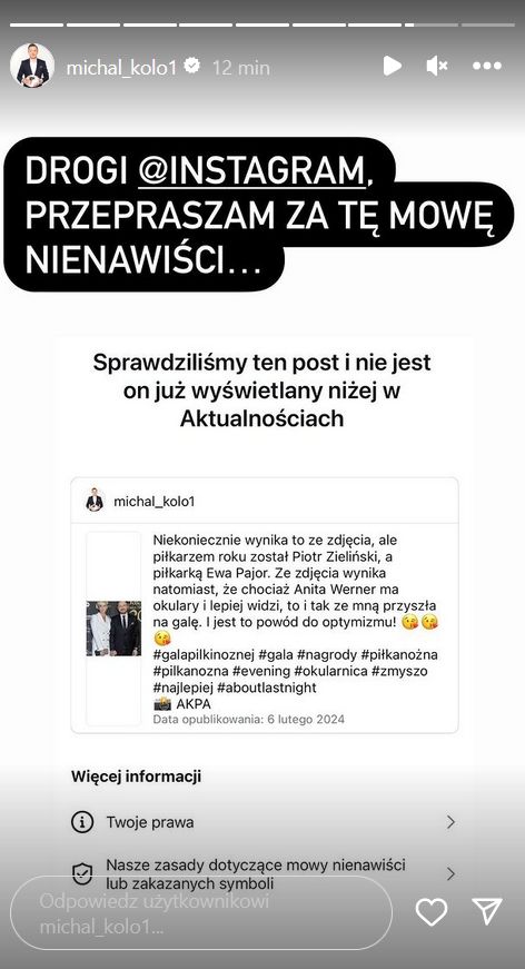 Instastories Kołodziejczyka