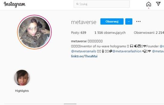 Australijska artystka bez konta na Instagramie. Nazywało się "metaverse"