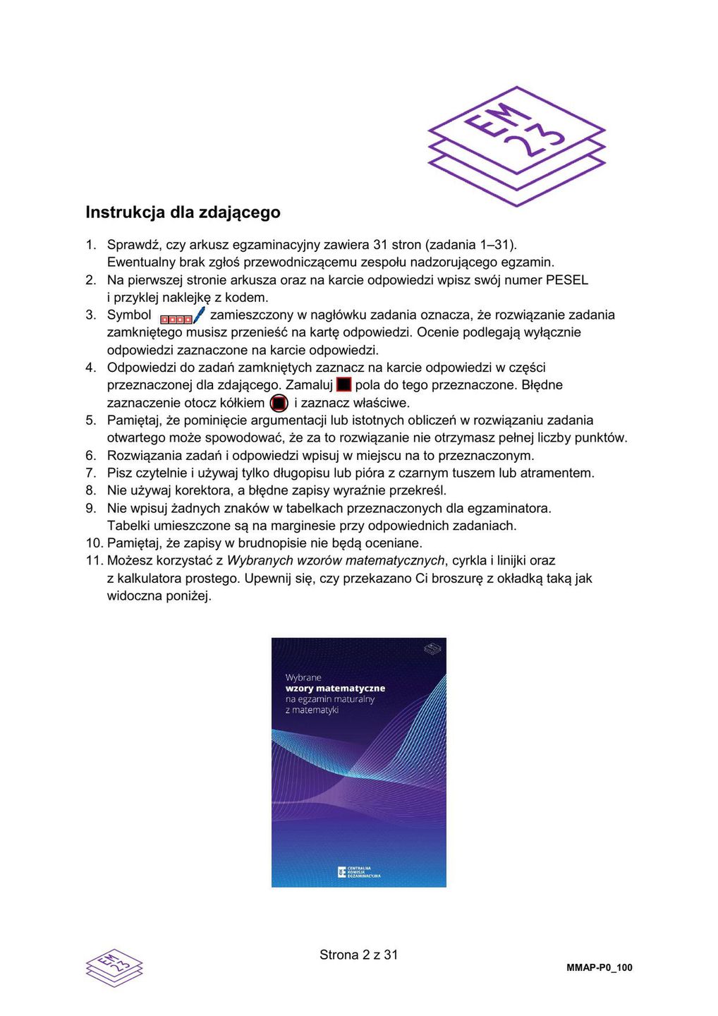 Arkusz z matematyki: Matura 2025