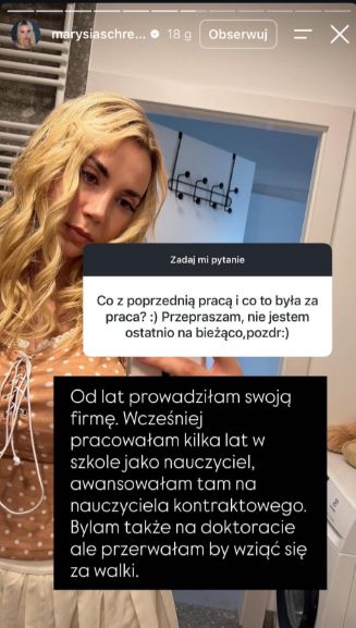 Marianna Schreiber o swojej pracy w przeszłości