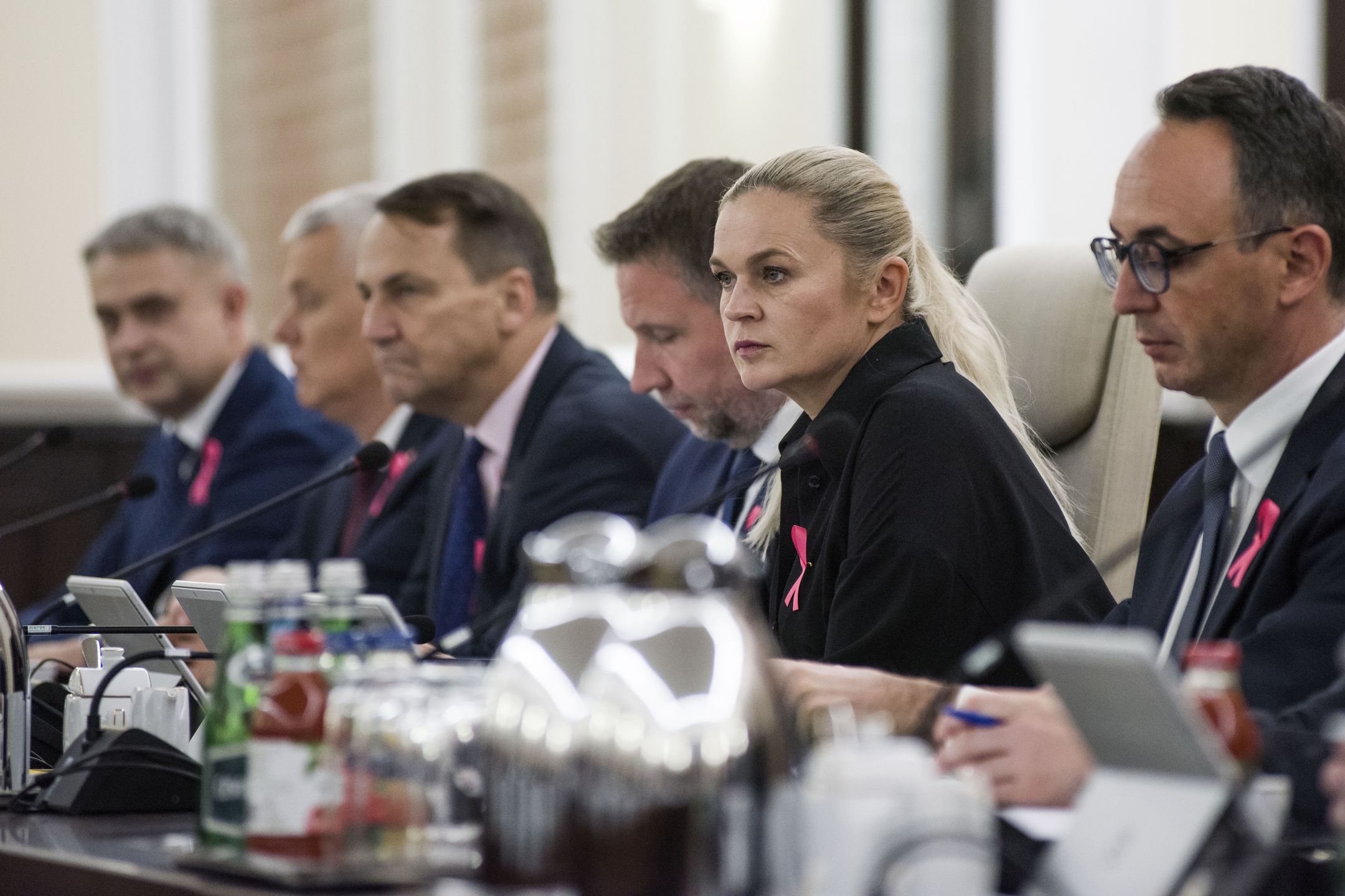 WARSAW, MASOVIAN VOIVODESHIP, POLAND - 2024/10/15: Barbara Nowacka, Minister of Education is seen the government meeting at the PM's Chancellery. Donald Tusk's Council of Ministers gathered to discuss Poland's government migration strategy for 2025-2030. The result of the discussion is to create a clear and transparent, as well as safe, rules for immigration to Poland. The document is called "Regaining control. Ensuring security. Poland's comprehensive and responsible migration strategy for 2025-2030". (Photo by Attila Husejnow/SOPA Images/LightRocket via Getty Images)