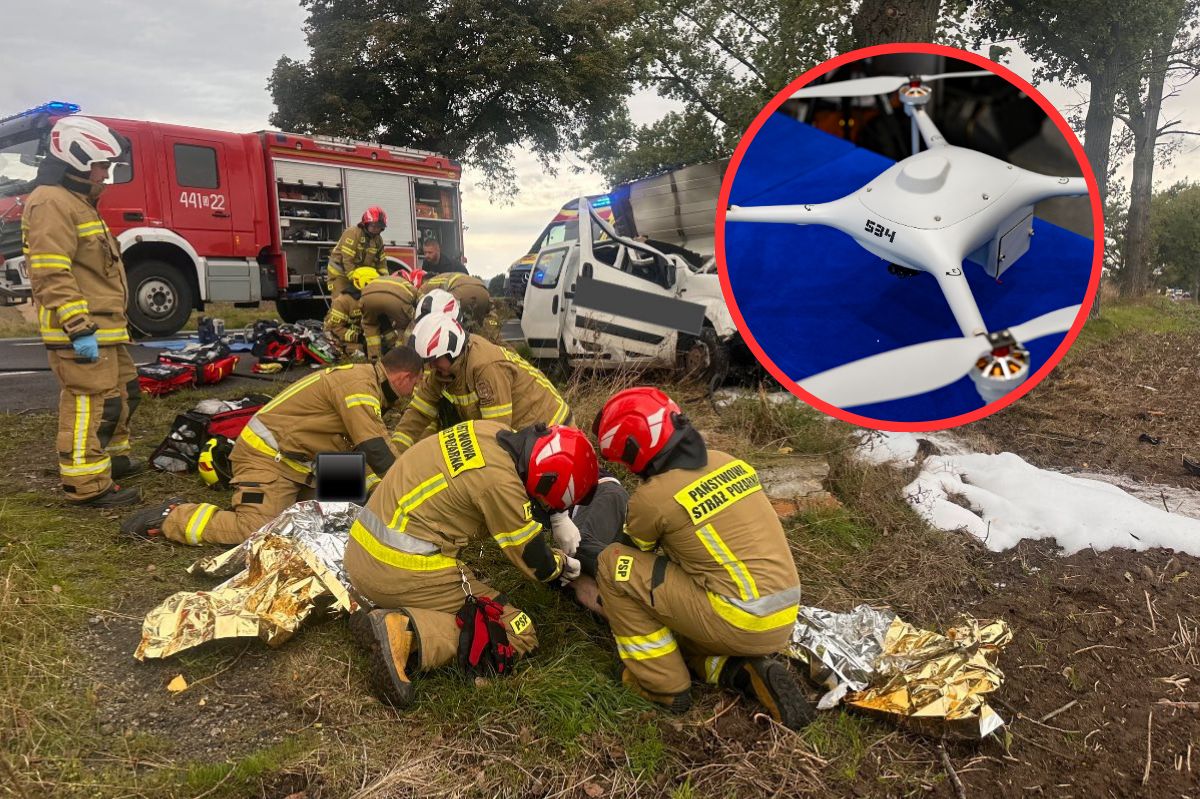 Dron na miejscu wypadku. Policja wszczyna czynności